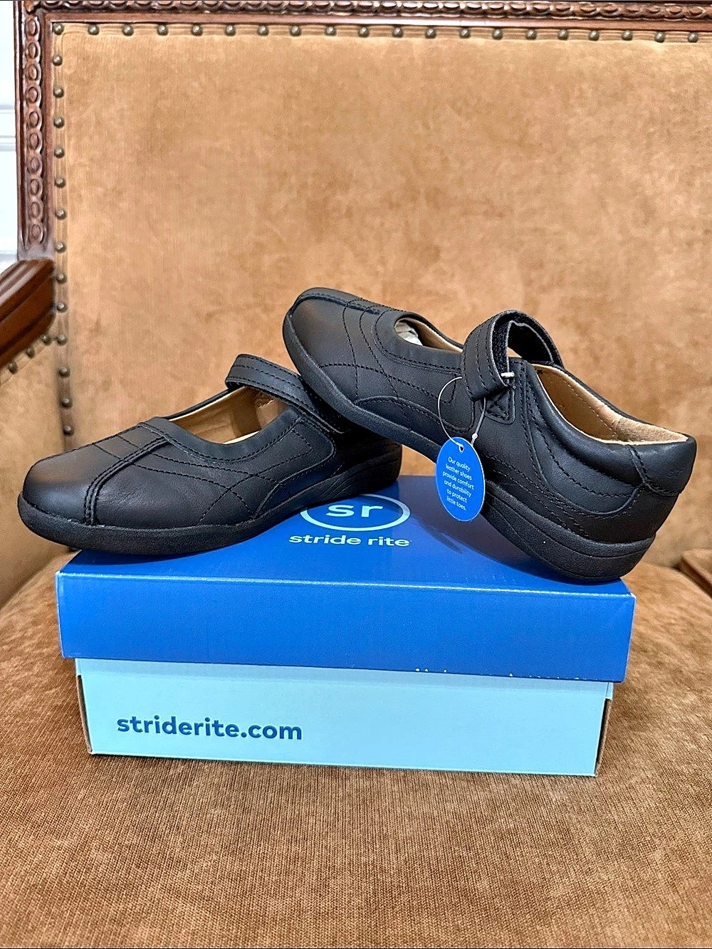 Stride Rite Girls US 2W Black Leather Dress Shoes NWT Claire Black